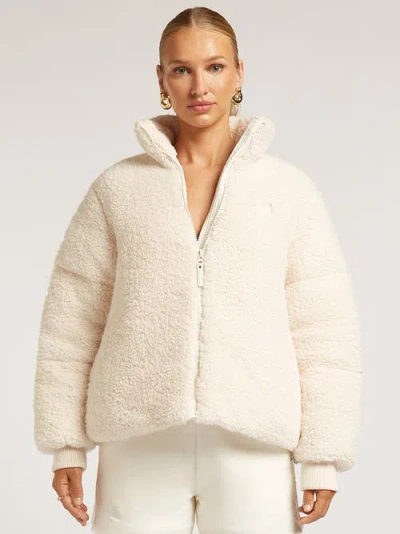 4th Arq Gigi High Collar Zip Fleece Jacket In Neutral