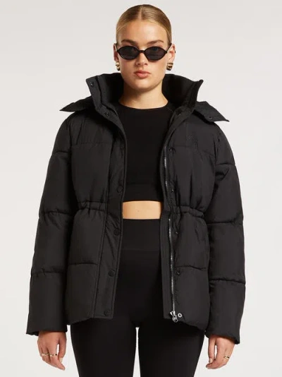 4th Arq Nova Longline Hooded Puffer Coat In Black