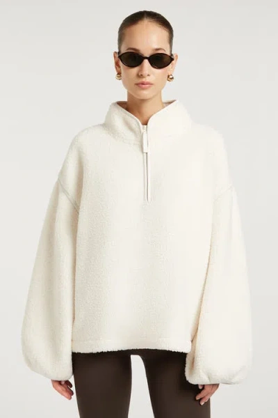 4th Arq Sloane Borg Half-zip Loose Fit Fleece In White