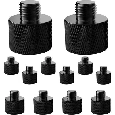 5 Core 12 Pieces Mic Stand Adapter Aluminum 5/8" Male To 3/8" Female Screw Adapter In Black