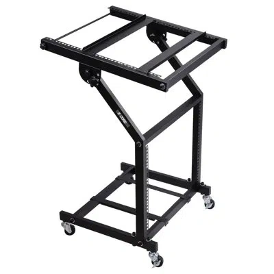 5 Core 12u Professional Audio Rack Mount Dj Mixer Stand Studio Adjustable Table Cart With Wheels In Black