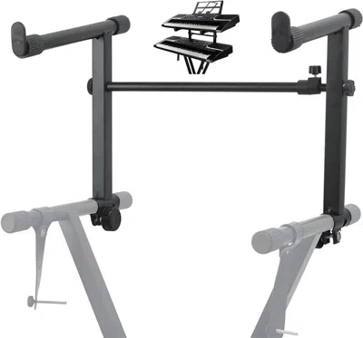 5 Core 2 Tier Keyboard Stand Extension Adapter Adjustable Width 2nd Tier X-style Piano Stands Attachment Fo In Black