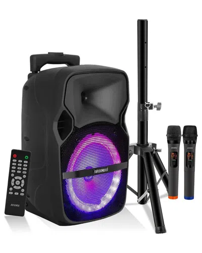5 Core 250w Party Speaker With Mic Stand In Black