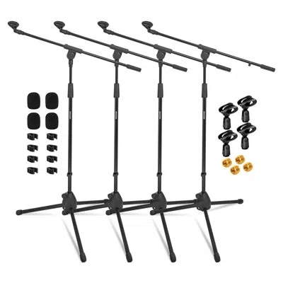 5 Core 4 Pcs Tripod Mic Stand Heavy Duty Adjustable Floor Microphone Boom Arm Pedestal Para Microfono In Black