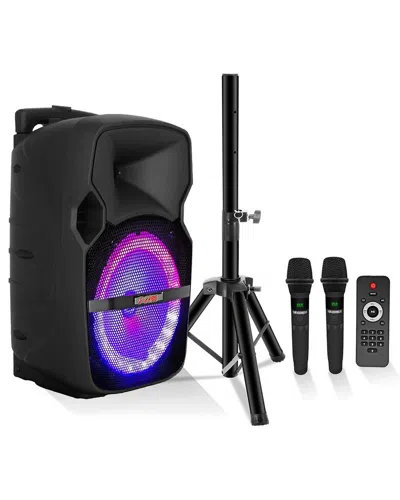 5 Core 400w Party Speaker With Mic Stand In Black