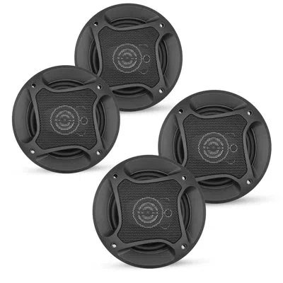 5 Core 5core Coaxial Door Car Speakers 4” 4pcs 250w 4ohm 2 Way Component Subwoofer Audio W Super Tweeter In Black