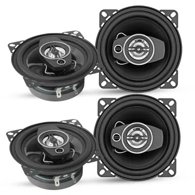 5 Core 5core Coaxial Door Car Speakers 4” 4pcs 250w 4ohm 2 Way Component Subwoofer Audio W Super Tweeter In Black