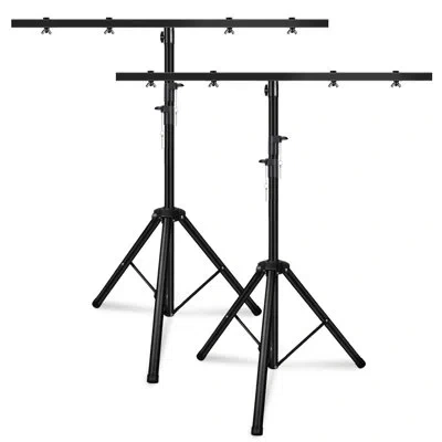 5 Core 5core Dj Light Stand 2pc Adjustable Heavy Duty Stage Lights Stands W Light T Bar In Black