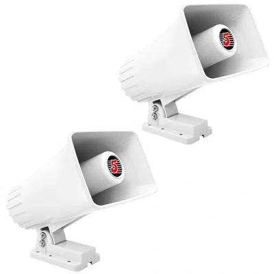 5 Core 5core Pa Horn Speaker 2pc 50w Bull Horn Audio System In White