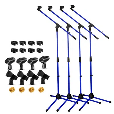 5 Core 5core Tripod Mic Stand 4pcs Adjustable Holder Floor Microphone Boom Arm In Dark Blue