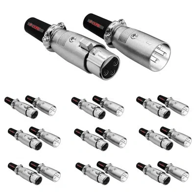 5 Core 5core Xlr Connector Male Female To 1/4 Audio Jack 3 Pin Secure Mic Plug W Locking Ends