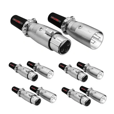 5 Core 5core Xlr Connector Male Female To 1/4 Audio Jack 3 Pin Secure Mic Plug W Locking Ends
