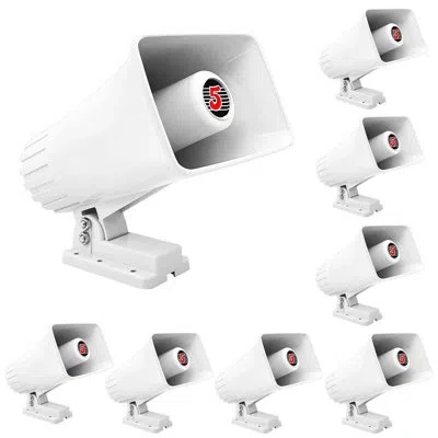 5 Core 6 Inch Pa Horn 200w Loud Speaker 8pc Bull Horn Loud Audio 8ohm All Weather Indoor Outdoor In White