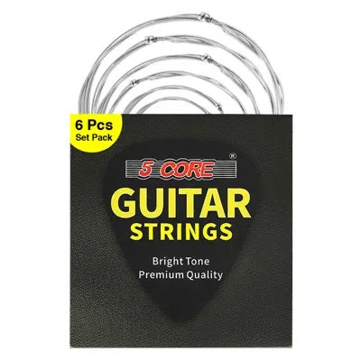 5 Core Acoustic Guitar Strings 0.010-0.047 Steel Gauge Heavy Duty W Bright Tone For 6 String Guitars In Silver