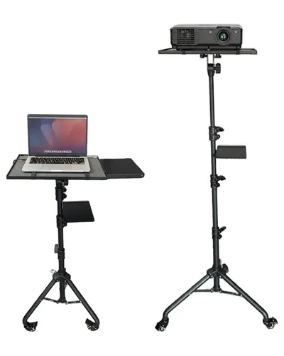 5 Core Adjustable Projector Stand With Shelves In Black