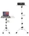 5 Core Adjustable Projector Stand With Shelves In White