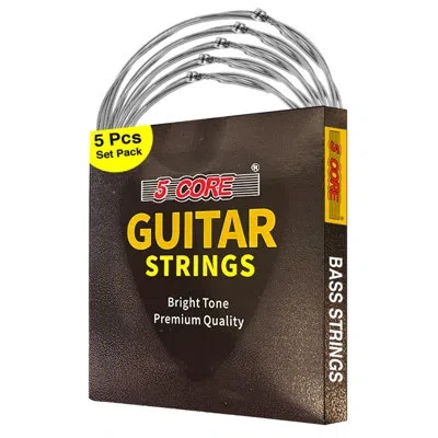 5 Core Bass Electric Guitar Strings 0.045-.100 Gauge W Bright Tone For 6 String Guitars
