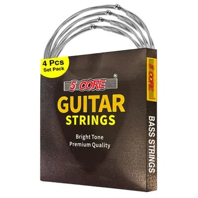 5 Core Bass Guitar Strings Brass Phosphor Bronze Extra Light Gauge Bright Tone 4 String Set In Silver