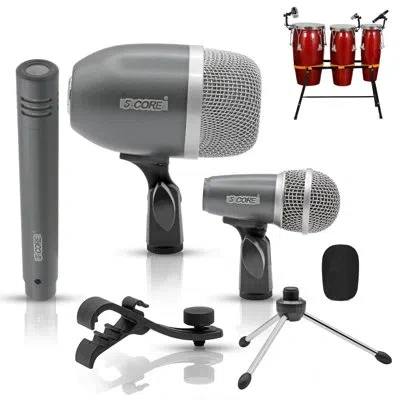 5 Core Conga Mic Snare Tom Microphone Drum Kit Condenser Xlr Instrument Mics In Gray