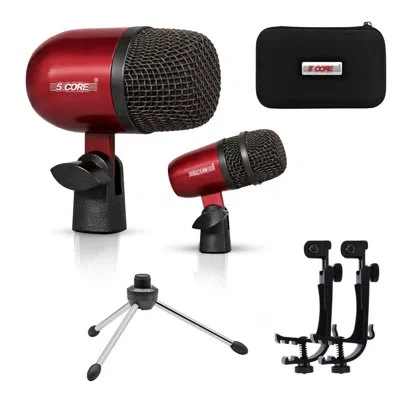 5 Core Conga Mic Snare Tom Set Professional Xlr Cardioid Condenser Instrument Microphone Kit In Multi