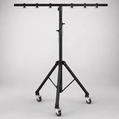 5 Core Dj Light Stand Tripod W Wheels 79" Crossbar 6 Light Points Adjustable 169.5" Stage Lighting Stand In Black