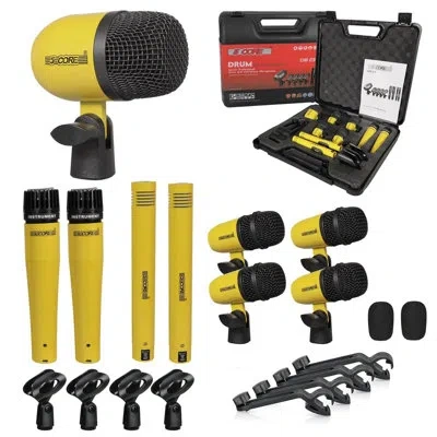 5 Core Drum Microphone Kit 9pc All Metal Drummer Mics Tom/snare & Cymbals Wired Instrument Drums Set In Multi