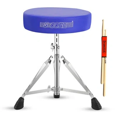5 Core Drum Throne 3" Thick Padded Memory Foam Comfortable Drummer Stool 200lb Capacity Adjustable In Blue