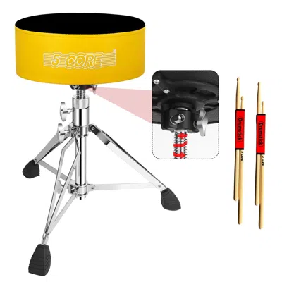 5 Core Drum Throne 5 Inch Thick Padded Velvet Top Comfortable Guitar Stool Heavy Duty Drummer Chair Swivel  In Multi