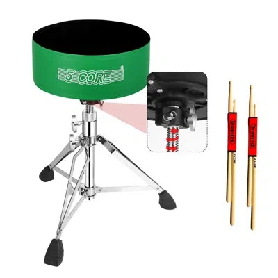 5 Core Drum Throne 5" Padded Guitar Stool Adjustable Heavy Duty Music Chair Seat W Luxury Velvet Top In Green
