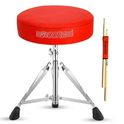 5 Core Drum Throne Height Adjustable Guitar Stool Thick Padded Memory Foam Dj Chair Seatstainless Steel Acc In Red