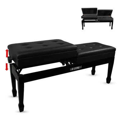 5 Core Duet Piano Bench 3.5 Inch Padded Cushioned Stool Wooden Heavy Duty Musician Chair W Storage In Black