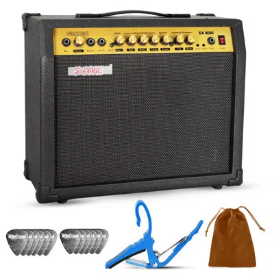 5 Core Guitar Amplifier 80 Watt  Electric Amp W Built In 10" Speaker Portable Mini Practice Amps In Gold