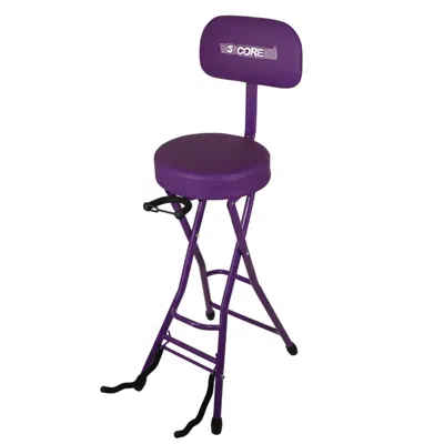 5 Core Guitar Stool 3.15" Padded Chair W Backrest Foldable Music Seat Built In Foot Rest Guitar Stand In Multi