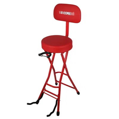 5 Core Guitar Stool 3.15" Padded Chair W Backrest Foldable Music Seat Built In Foot Rest Guitar Stand In Multi