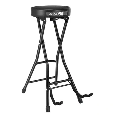 5 Core Guitar Stool Seat Super Comfortable And Durable Guitar Stand Chair With Padded Guitar Holder In Black