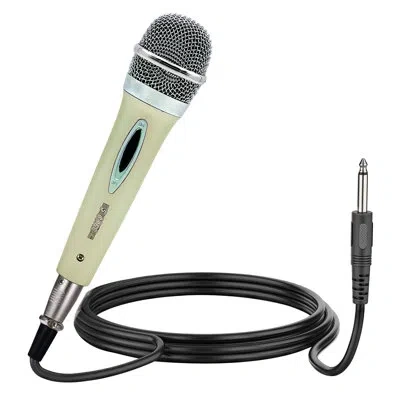 5 Core Karaoke Microphone, Dynamic Vocal Cardioid Unidirectional Mic With On/off Switch Xlr Cord In White