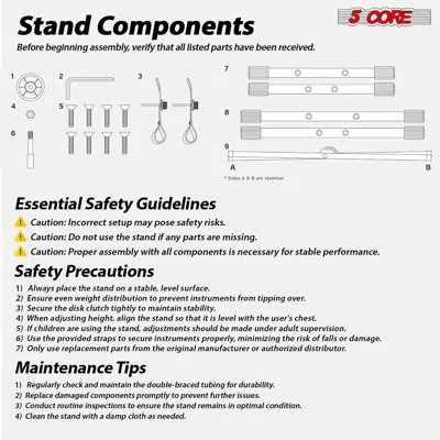 5 Core Keyboard Stand Dual X Shape Adjustable Foldable Portable Key Board Stands W Locking Strap