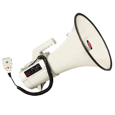 5 Core Megaphone 50w Multi-function With Talk Siren Record Volume Control 4501 Usb In White
