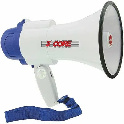 5 Core Megaphone Bullhorn Speaker 30w Mini Bull Horn Battery Power Cheer Megafono 800 Feet Range Loudspeake In White