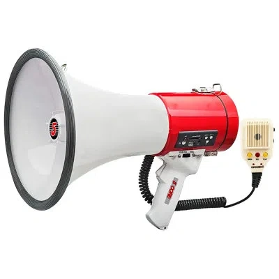 5 Core Megaphone Bullhorn Speaker 50w Bull Horn Cheer Megafono 1200 Yards In White
