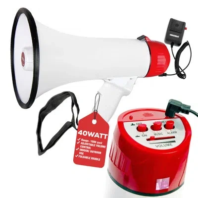 5 Core Megaphone Bullhorn Speaker 50w Bull Horn Cheer Megafono 300 Meter In White