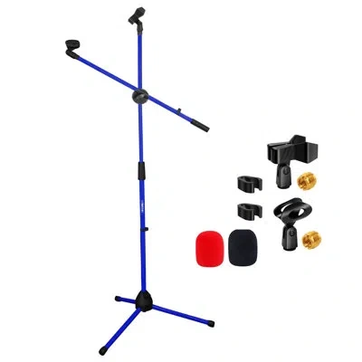 5 Core Mic Stand Floor Height Adjustable Tripod Microphone Stands W Extending Telescoping Boom Arm In Blue