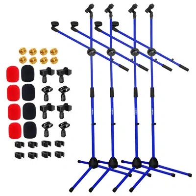 5 Core Mic Stand Floor Height Adjustable Tripod Microphone Stands W Extending Telescoping Boom Arm In Blue