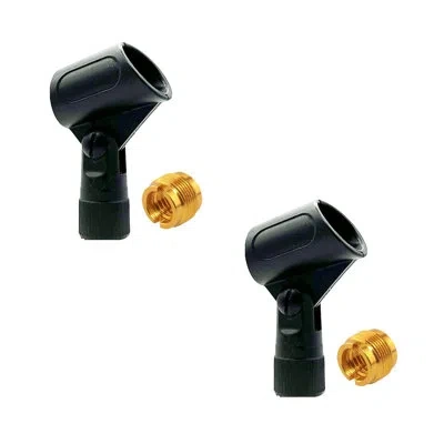 5 Core Microphone Clip Holder 2 Pieces With Screw Adapters 5/8 To 3/8 Inch In Black