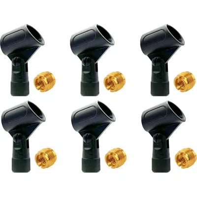 5 Core Microphone Clip Holder 6 Pieces With Screw Adapters 5/8 To 3/8 Inch In Black