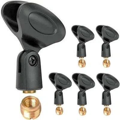 5 Core Microphone Clip Holder 6 Pieces With Screw Adapters 5/8 To 3/8 Inch In Black