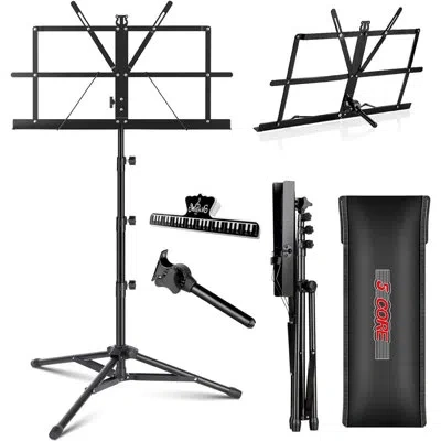 5 Core Music Stand For Sheet Music Portable Tripod Adjustable Folding Note Holder
