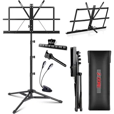5 Core Music Stand For Sheet Music Portable Tripod Adjustable Folding Note Holder