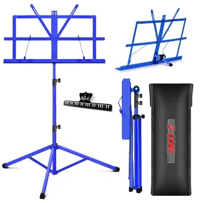 5 Core Music Stand For Sheet Music Portable Tripod Adjustable Folding Note Holder With Light