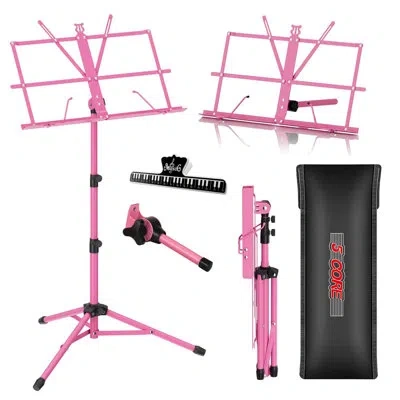 5 Core Music Stand For Sheet Music Portable Tripod Adjustable Folding Note Holder With Light